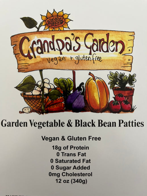 Garden Vegetables with Organic Black Beans-Vegan, Gluten Free Patties